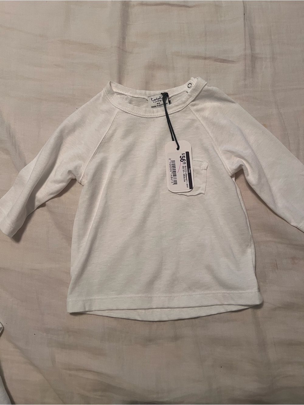 Tocoto Vintage Long-Sleeve Pocket Tee - White
